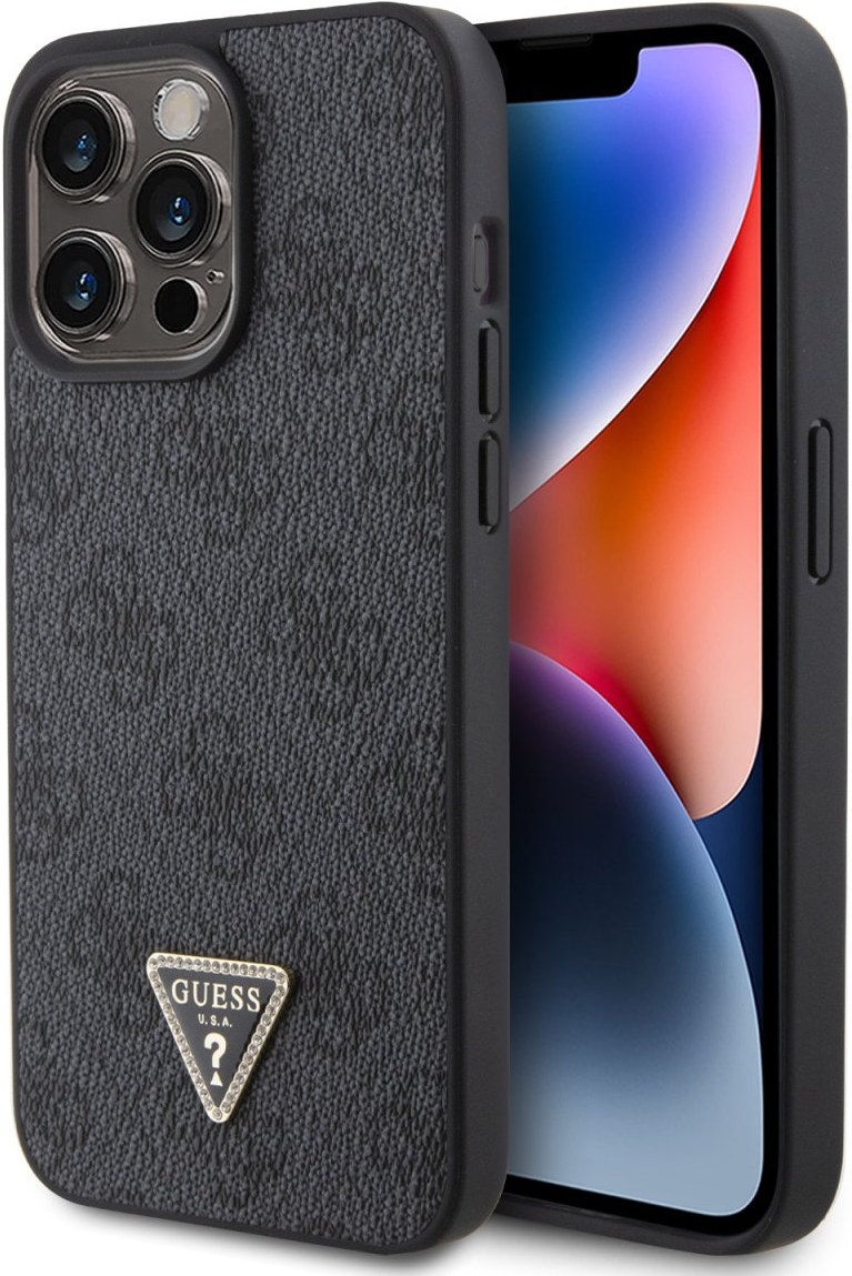 CG MOBILE Guess - Custodia glitterata fissa con grande logo 4G per iPhone 15 Pro Max, colore: Oro