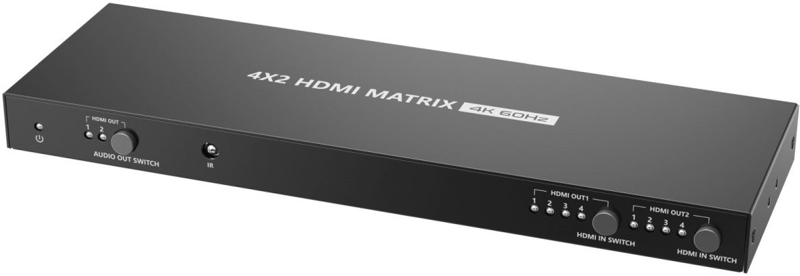 PremiumCord HDMI matrix switch 4:2 , UHD rozlíšenie 4Kx2K@60Hz HDR, SPDIF, Auto-Downscaling 8592220023515