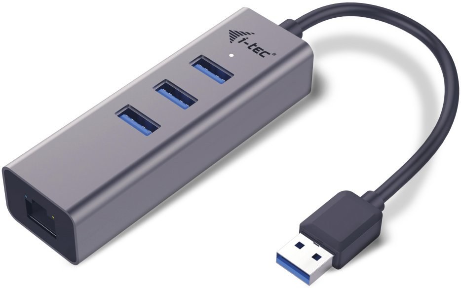 i-Tec USB 3.0 Metal HUB 3 Port + Gigabit Ethernet, sieťový adaptér, (rozbalené) U3METALG3HUB-ROZ