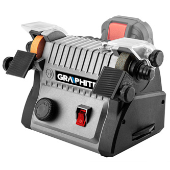 Stolová dvojkotúčová mini brúska 3v1 58G095, aku, 18V, 9000 ot./min, regulácia otáčok,, Graphite 58G095