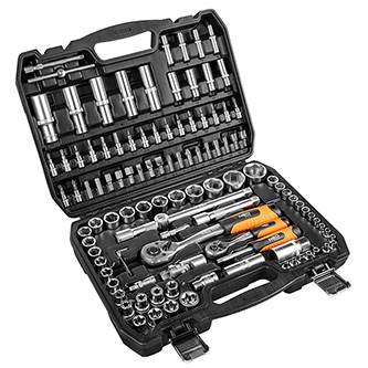 Sada nástrčných kľúčov, 10-212, 108 ks, veľkosť 1/4 a 1/2, kufrík,, NEO TOOLS 10-212