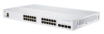 Prepínač Cisco CBS350-24T-4G, 24xGbE RJ45, 4xSFP, bez ventilátora - REFRESH CBS350-24T-4G-EU-RF