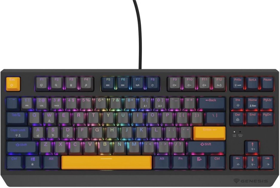 Genesis Thor 230 TKL RGB herná klávesnica, Outemu Panda, USB, US layout, Naval Blue Negative NKG-2164