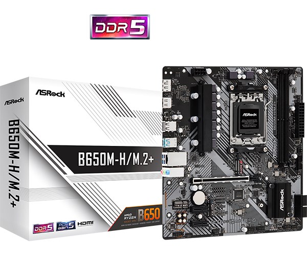 ASRock MB Sc AM5 B650M-H/M.2+, AMD B650, 2xDDR5, 1xDP, 1xHDMI, mATX B650M-H/M.2+