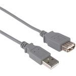 PremiumCord kábel USB 2.0 A-A M/F, predlžovací, 1,8m, sivý