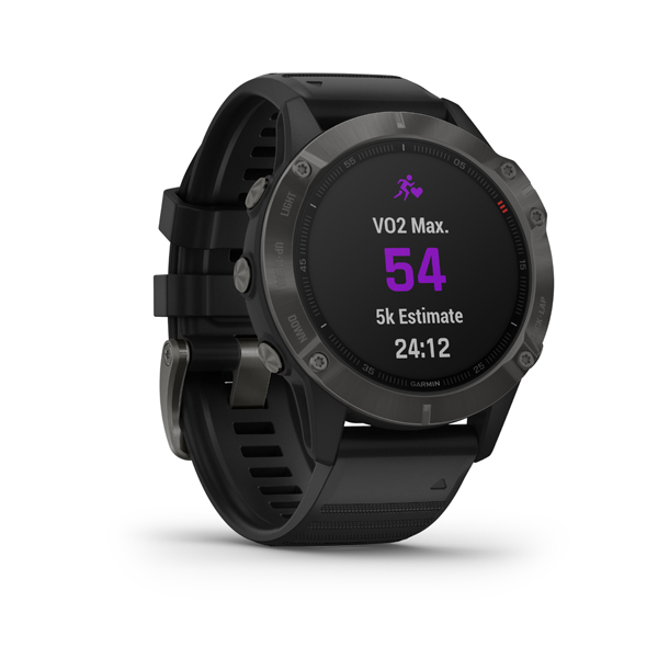 GARMIN Fénix 6 Sapphire, Carbon Gray DLC, Black Ba