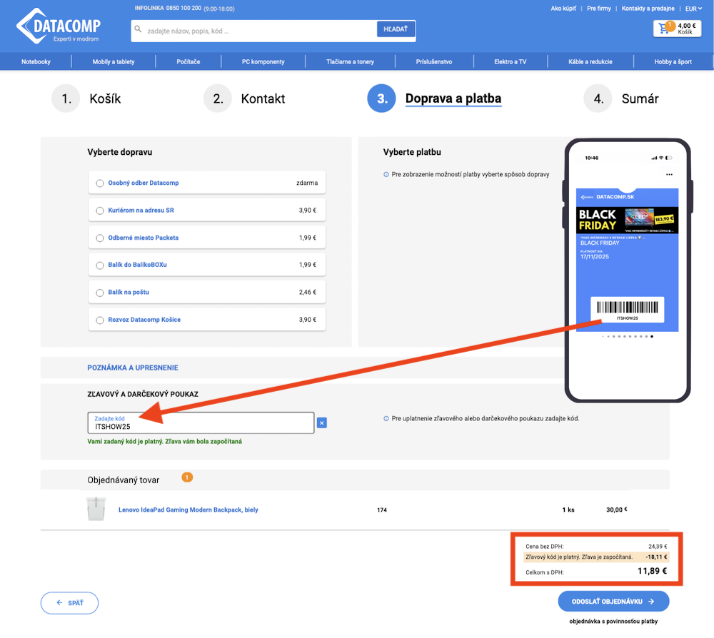 Využite možnosť uplatniť si zľavový kód pri objednávke